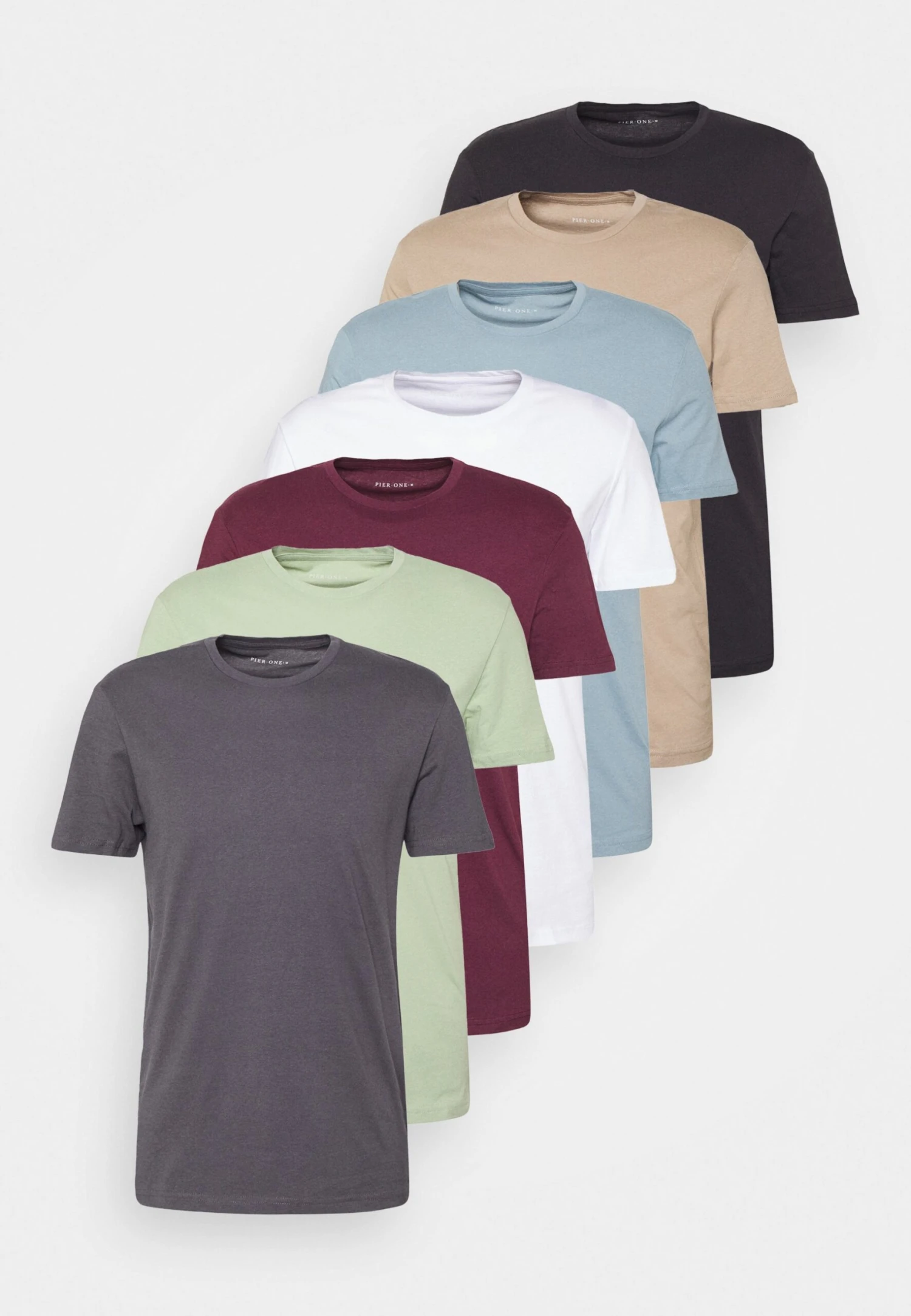 Pier One7 PACK - T-shirt - Bas - Black/green/bordeaux 3 Pier One7 PACK - T-shirt - Bas - Black/green/bordeaux