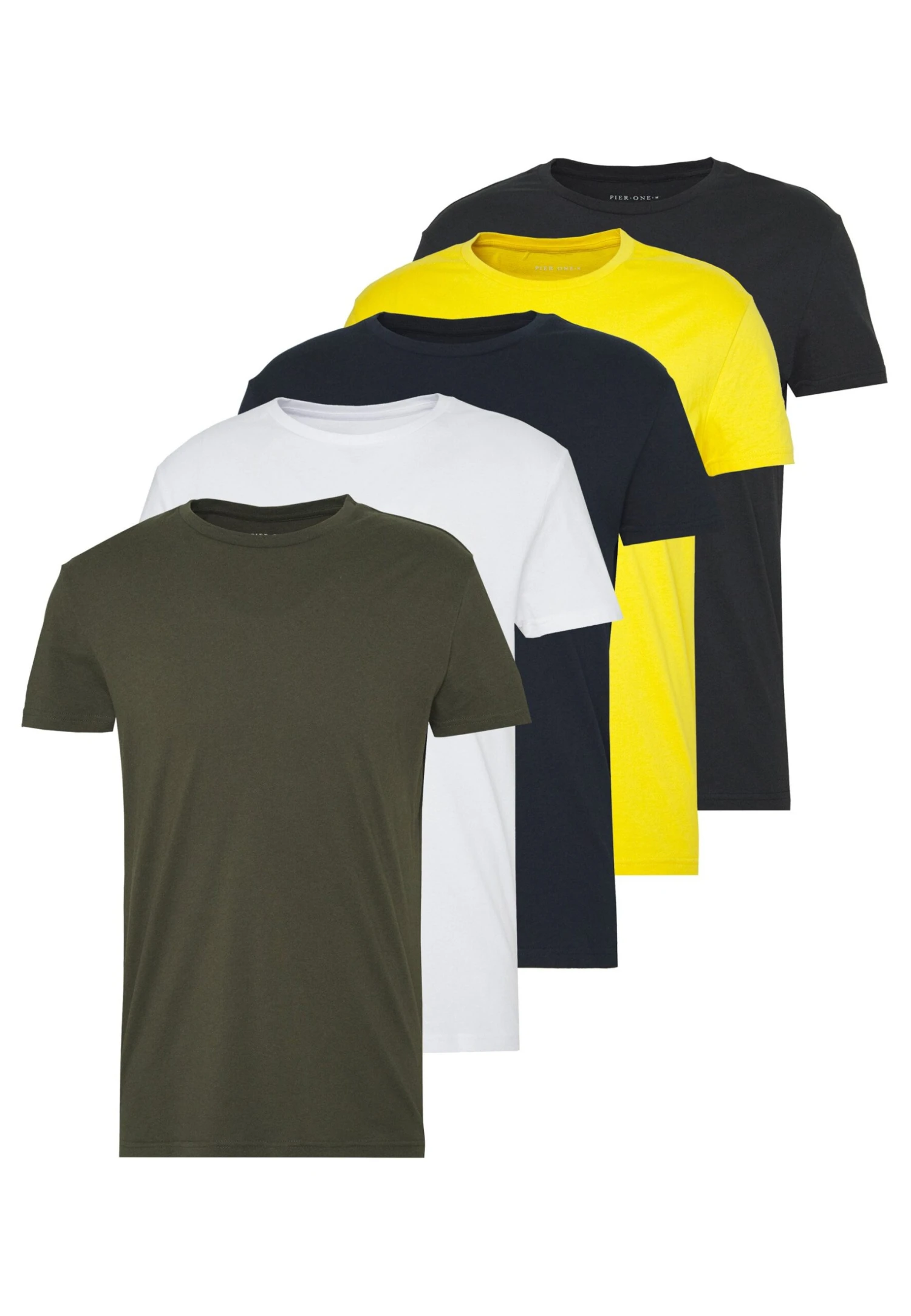 Pier One5 PACK - T-shirt - Bas - Olive/ White/ Navy /yellow /black 10 Pier One5 PACK - T-shirt - Bas - Olive/ White/ Navy /yellow /black - Bild 8