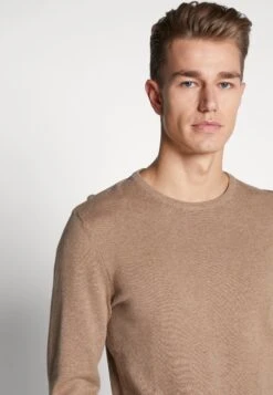 Pier OneBASIC CREWNECK - Stickad Tröja - Mottled Beige -Pier One Försäljning 335bf7026dc54e42988824cf79787f9f