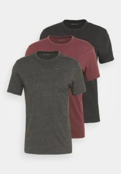Pier One3 PACK - T-shirt - Bas - Black/mottled Dark Grey/bordeaux -Pier One Försäljning 3a3d359b577841e6a576172d8b53126f