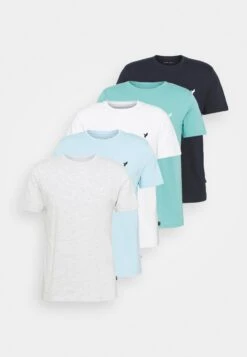 Pier One5 PACK - T-shirt - Bas - Light Grey - 101_white - 001_green - 602 -Pier One Försäljning 3fe4ededb7e446c69186309619c33f40