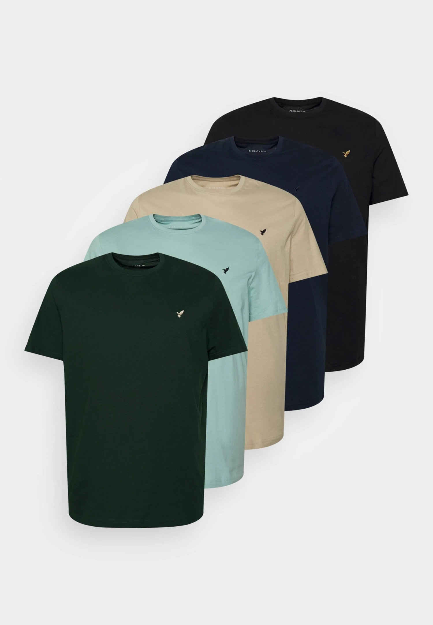 Pier One5 PACK - T-shirt - Bas - Dark Green/beige/light Blue 8 Pier One5 PACK - T-shirt - Bas - Dark Green/beige/light Blue - Bild 6