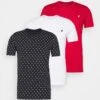 Pier One3 PACK - T-shirt Med Print - White/dark Blue/red