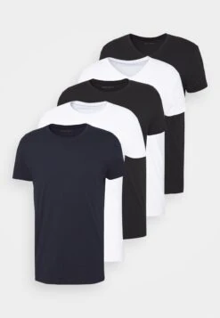 Pier One5 PACK - T-shirt - Bas - White/black -Pier One Försäljning 99f27047b43e496b989230e319ac7a64