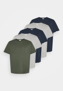 Pier One5 PACK - T-shirt - Bas - Khaki/grey/dark Blue -Pier One Försäljning d3fe6e185c83415bbbdfd7d53b4f9bb2